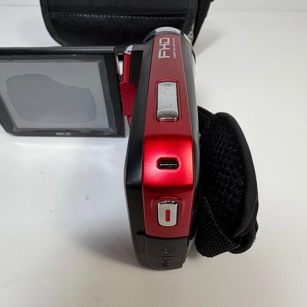 Minolta MN50HD Red 1080p FHD Digital Camcorder 20.0MP Video Camera Bundle